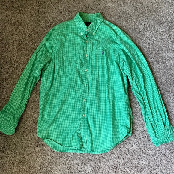 Ralph Lauren Green Gingham Button Down - Picture 1 of 5